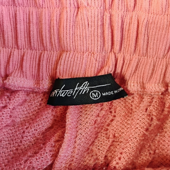 On Twelfth Ribbed Knit Pink Pull On Shorts Coquette Pockets Size Medium - Picture 4 of 9